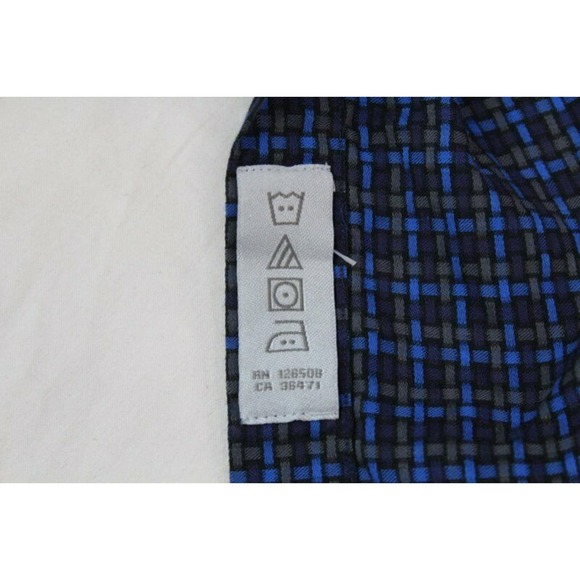 Thomas Dean Shirt Men's XXL Blue Long Sleeve Button Basketweave Print Flip cuff - Picture 8 of 9